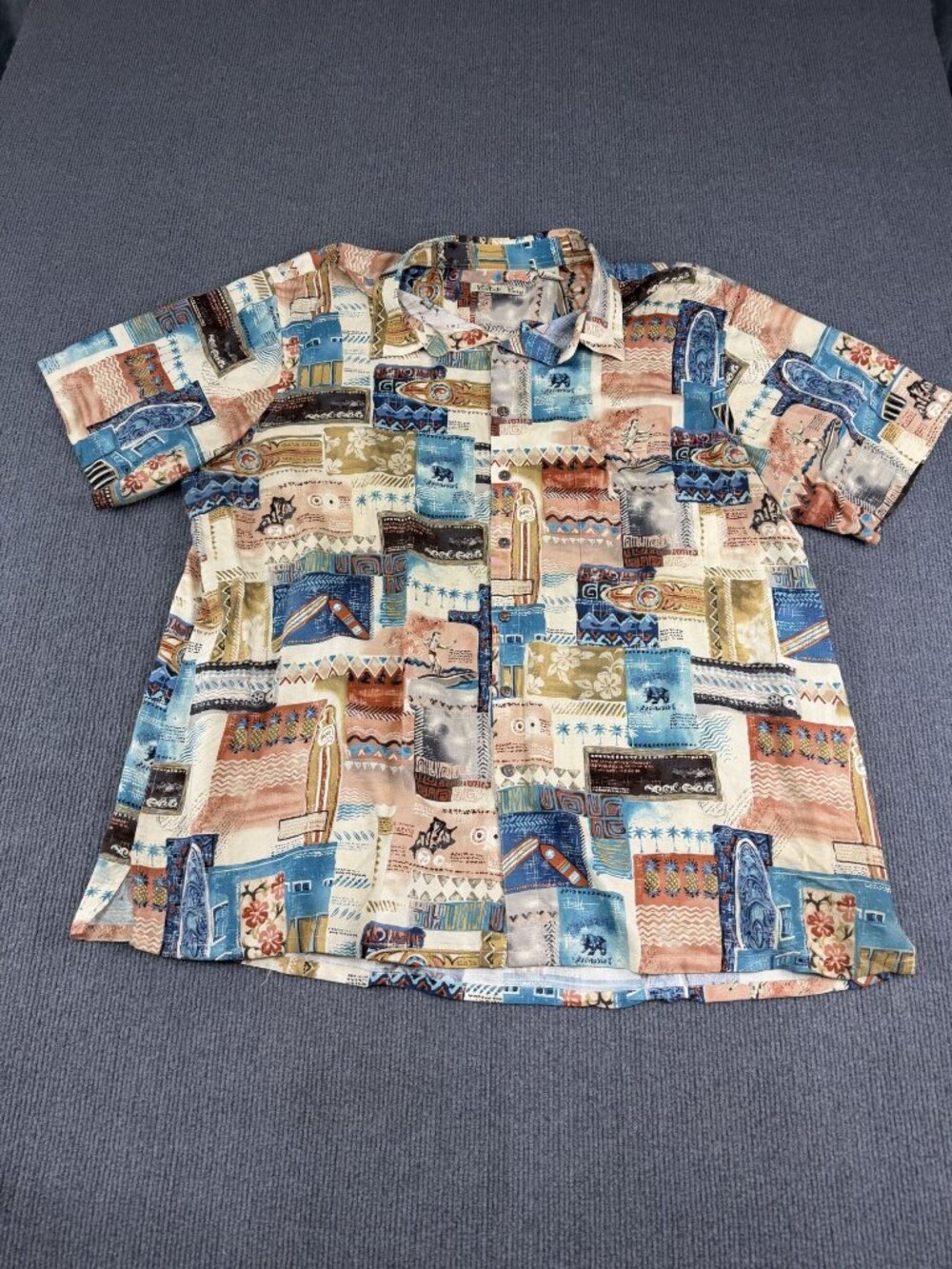 Batik Bay Mens Abstract Multicolor Hawaiian Short Sleeve Button-Front Shirt 2XB